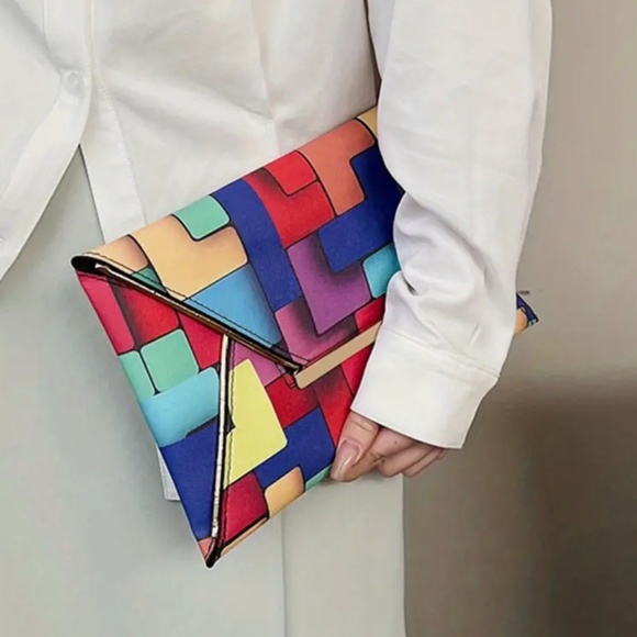 Beautiful Clutch Handbag Multi-Colored- Brand New - Picture 5 of 5